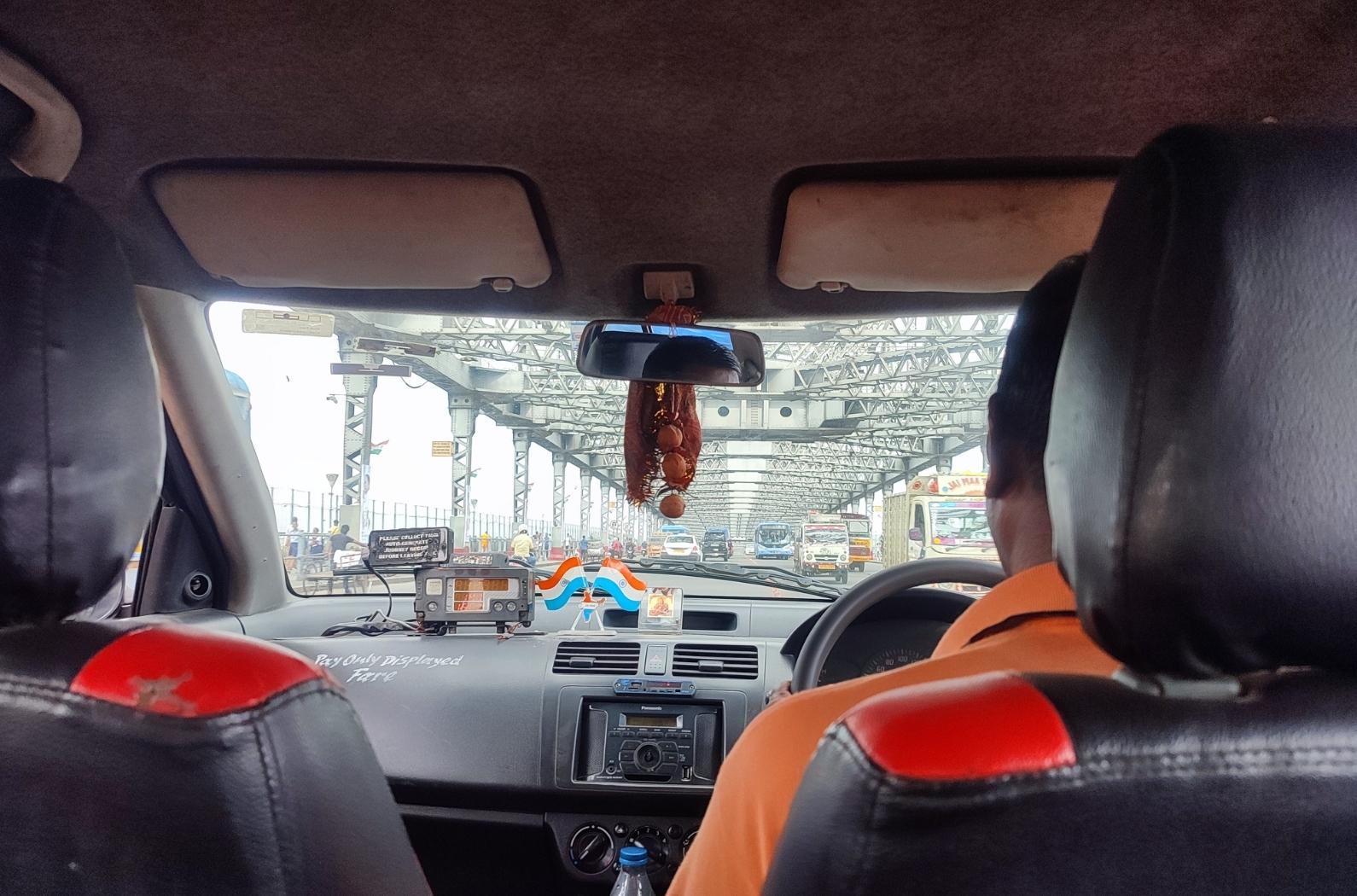 Howrah Bridge view from taxi