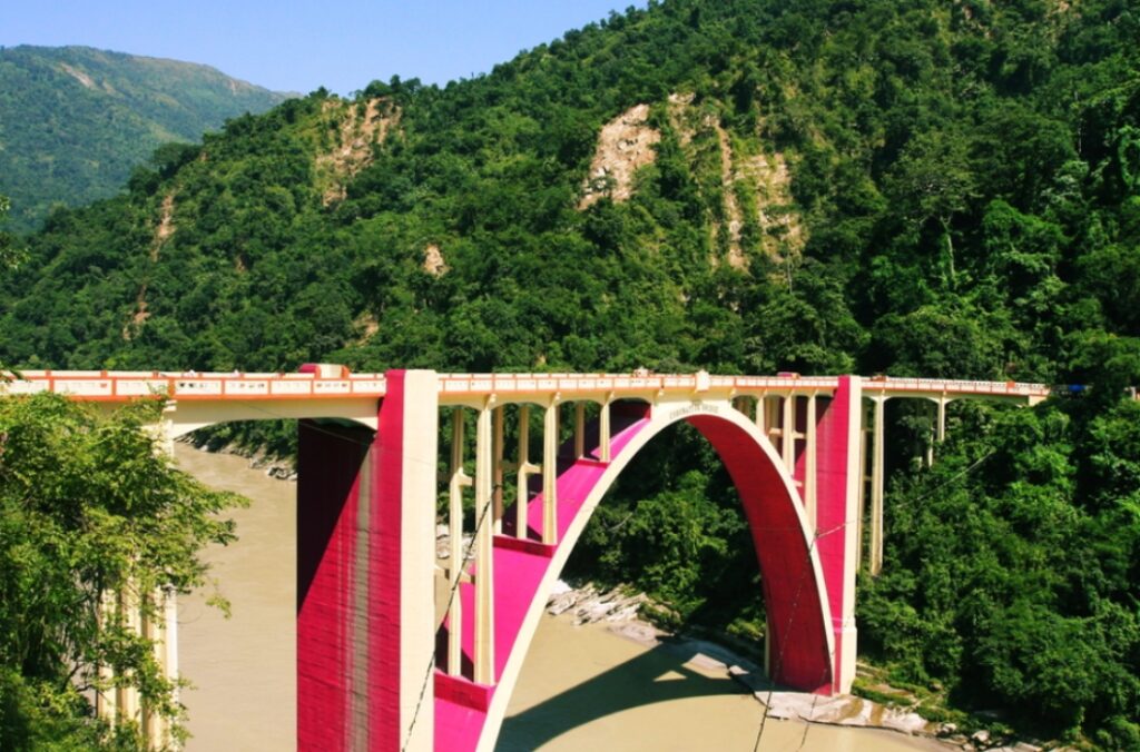 Coronation Bridge in spans across the Teesta River in Sevok road at Siliguri, West Bengal.