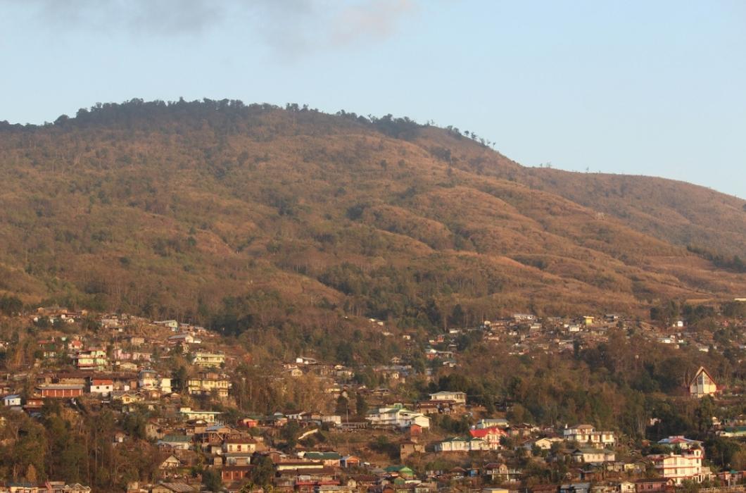 A panoramic view of Mount tiyi. The town of Wokha, Nagaland.