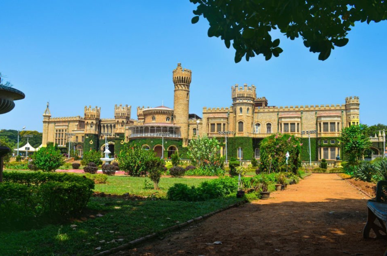 Beautiful Front view of Bangalore palace in Karnataka.