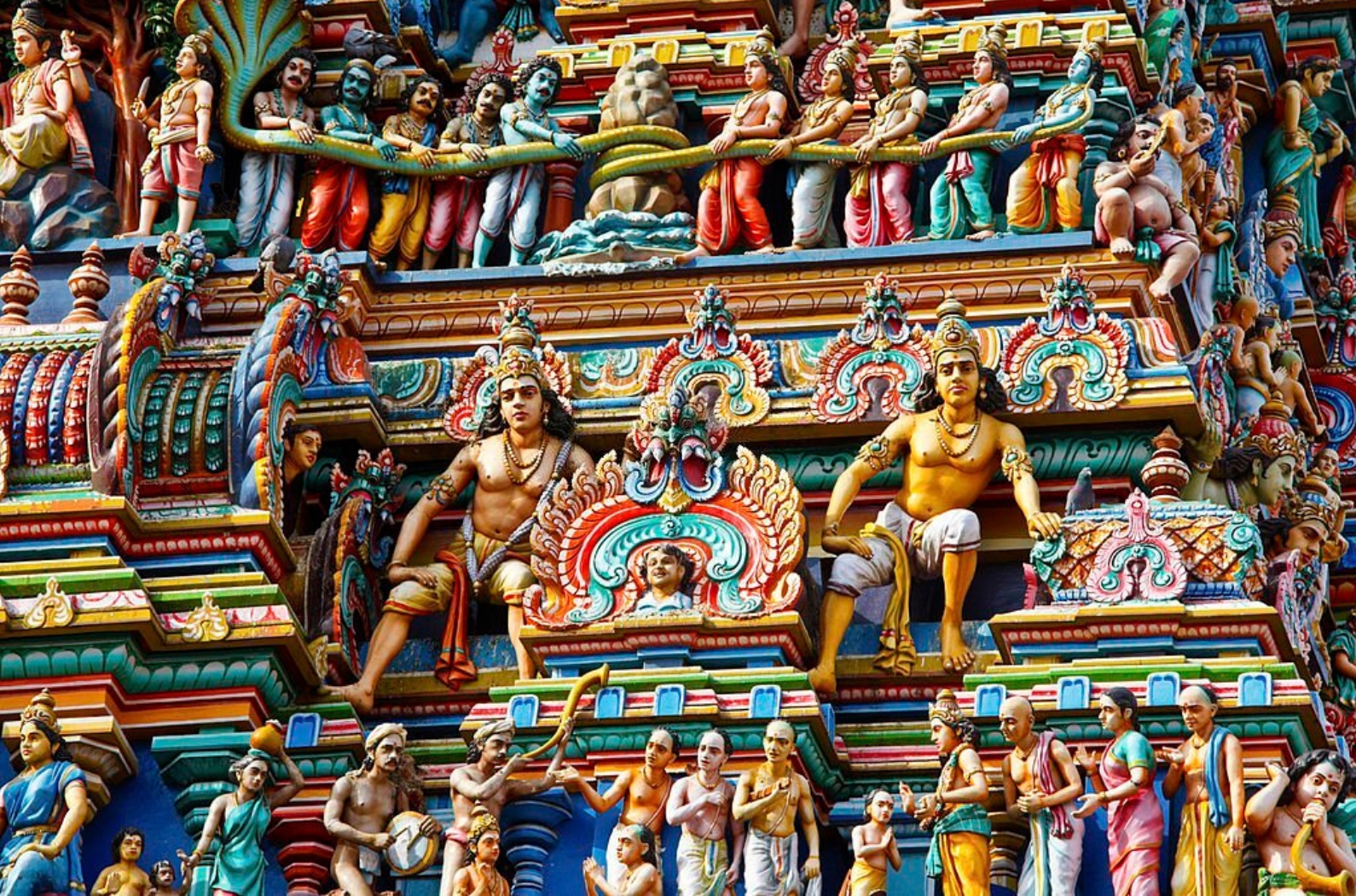 Colorful Gopuram tower of Hindu temple Kapaleeshwarar, Chennai, India.