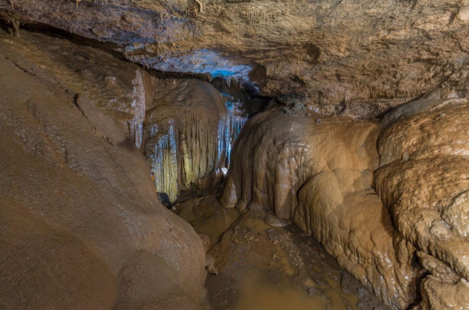 Interior view of Siju cave in Baghmara, Meghalaya, INDIA.