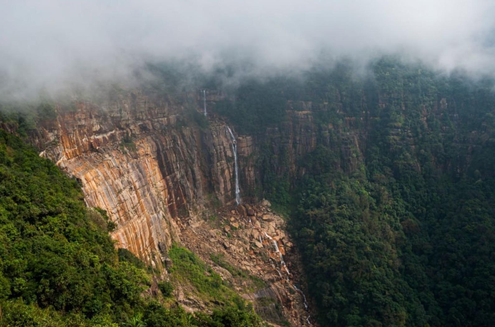 Nohkalikai falls at Cherapungee in Meghalaya is the forth highest waterfall in the world.
