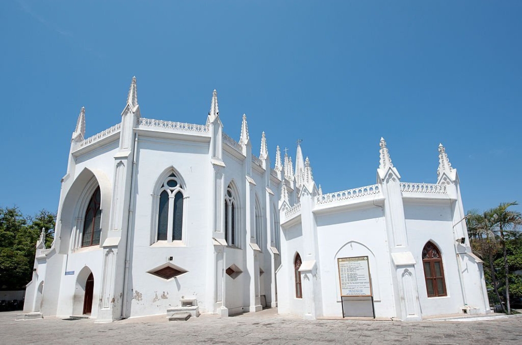 St.Thomas Basilica, a Roman Catholic minor basilica in Santhome, built in the 16th century by Portuguese explorers in the city of Chennai (Madras), India.