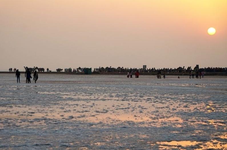 The Great Rann of Kutch is a seasonal salt marsh located in the Thar Desert in the Kutch District of Gujarat.