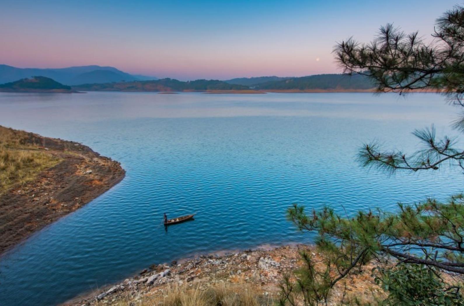 The Song Of The Boatman - Moonset At Beautiful Umiam Lake.