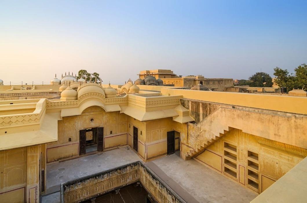 Courtyard inside Nahargarh Fort in Jaipur, Rajasthan, India.