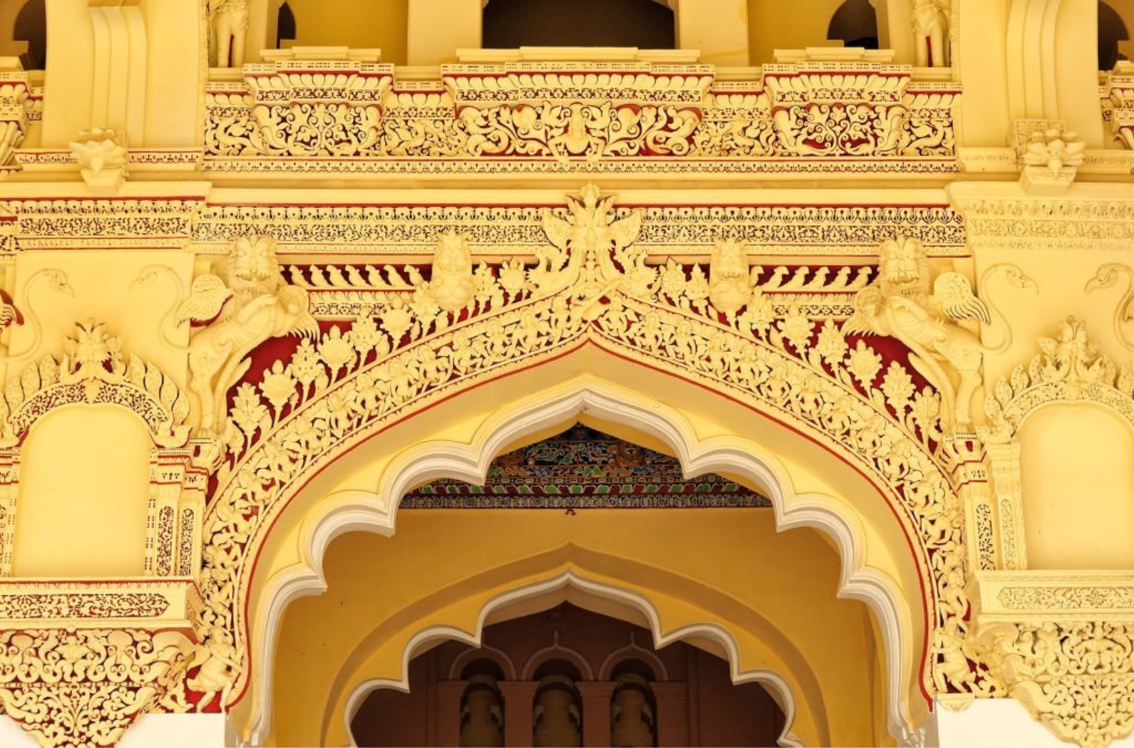 Decorative design of Thirumalai Nayakkar Mahal in Madurai.