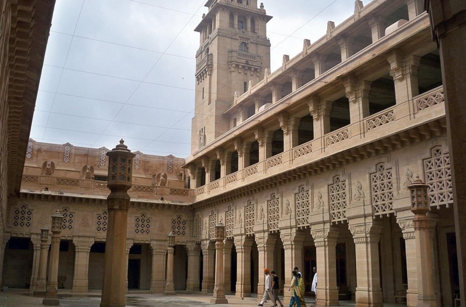 Visitors walking in Courtyard of Umaid Bhawan Palace