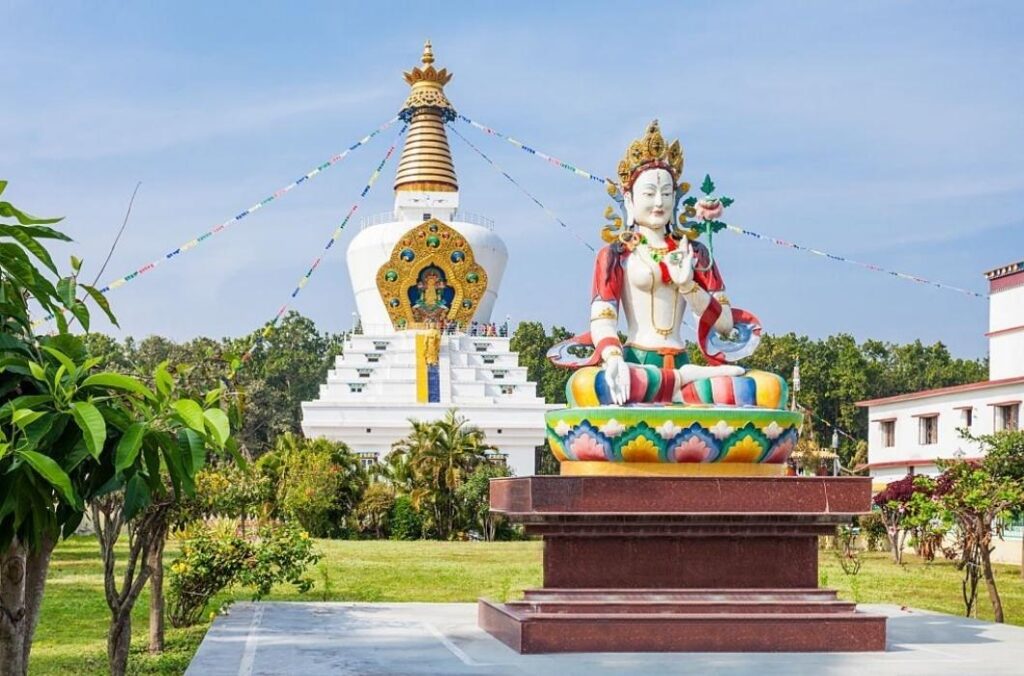 The Great stupa in Mindrolling Monastery in Dehradun, India is 185 feet tall and 100 square feet in width. It is largest stupa in the world.