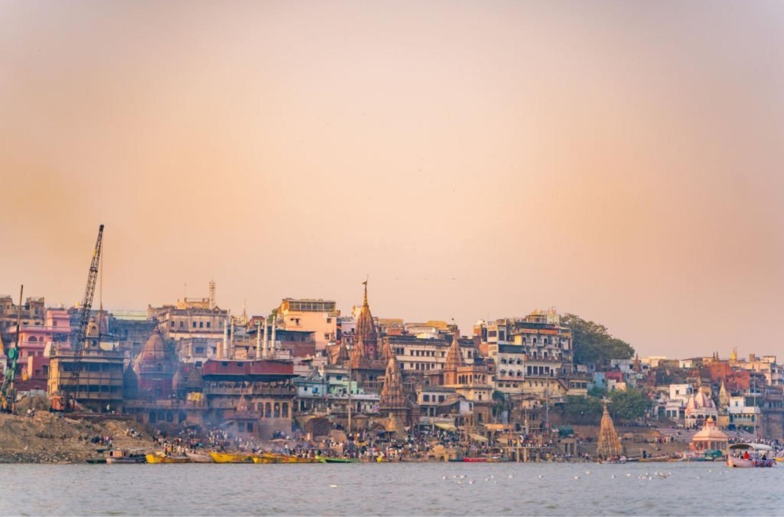 Ancient Varanasi city architecture with Assi Ghat