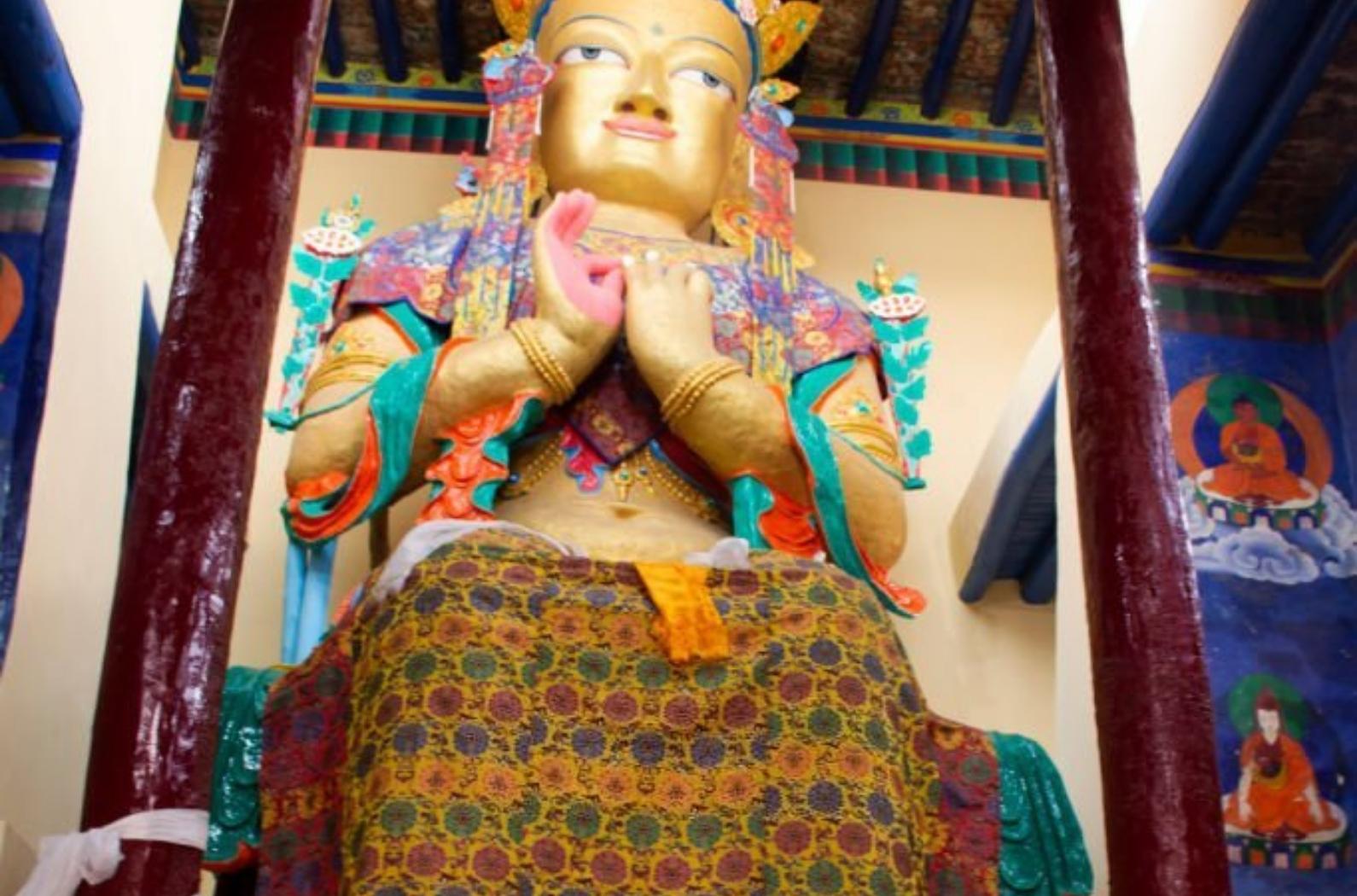Maitreya Buddha in Tsemo Maitreya Temple or Namgyal Tsemo Monastery for people travel visit respect praying.
