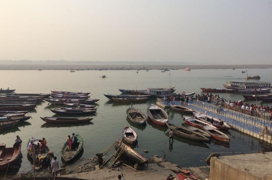 Morning View of Assi Ghat, Varanasi, INDIA.
