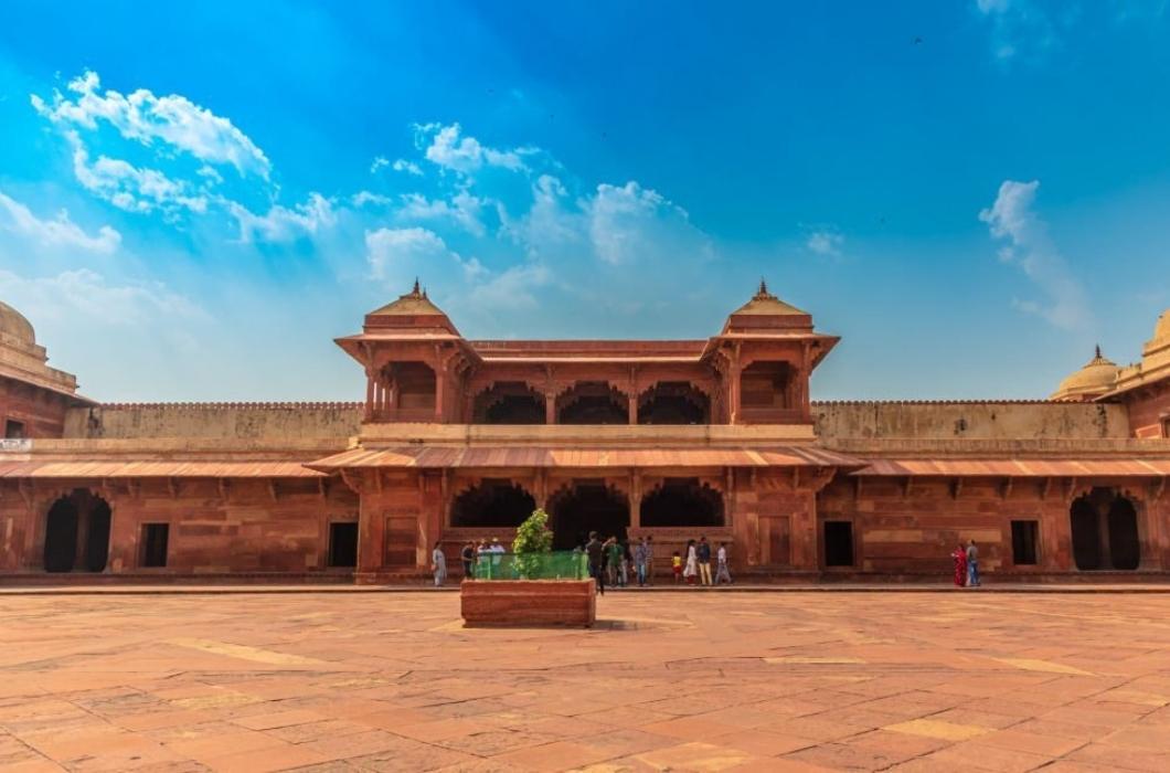 Panoramic view of Queen's Palace or Jodha bai's palace in Fatehpur Sikri.