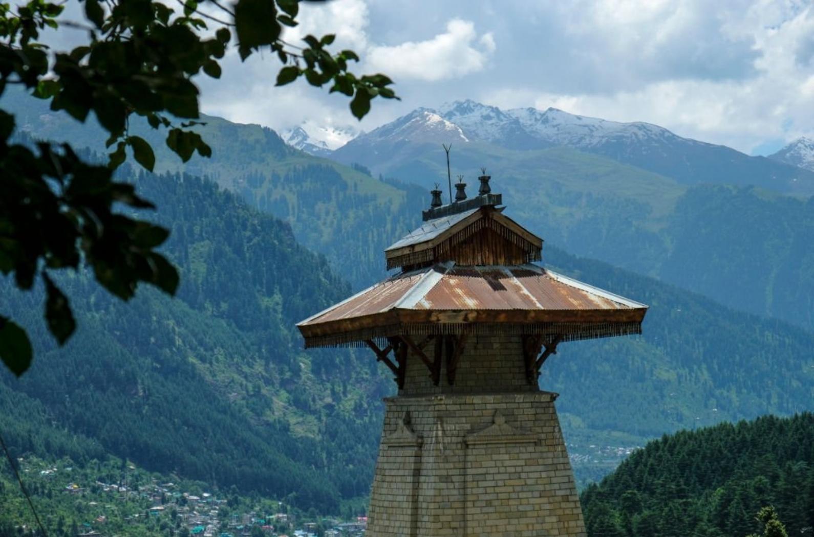 Views of Manu Temple in the Old Manali in Mountain view.