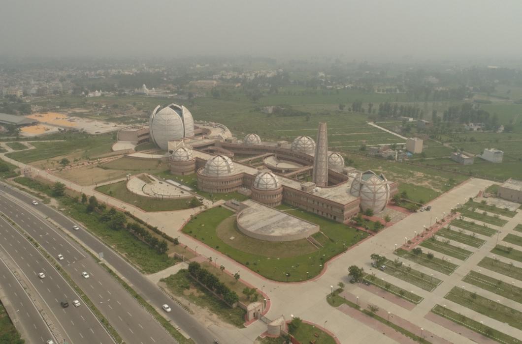 Aerial wide view of Freedom memorial_museum in Jalandhar, Punjab.