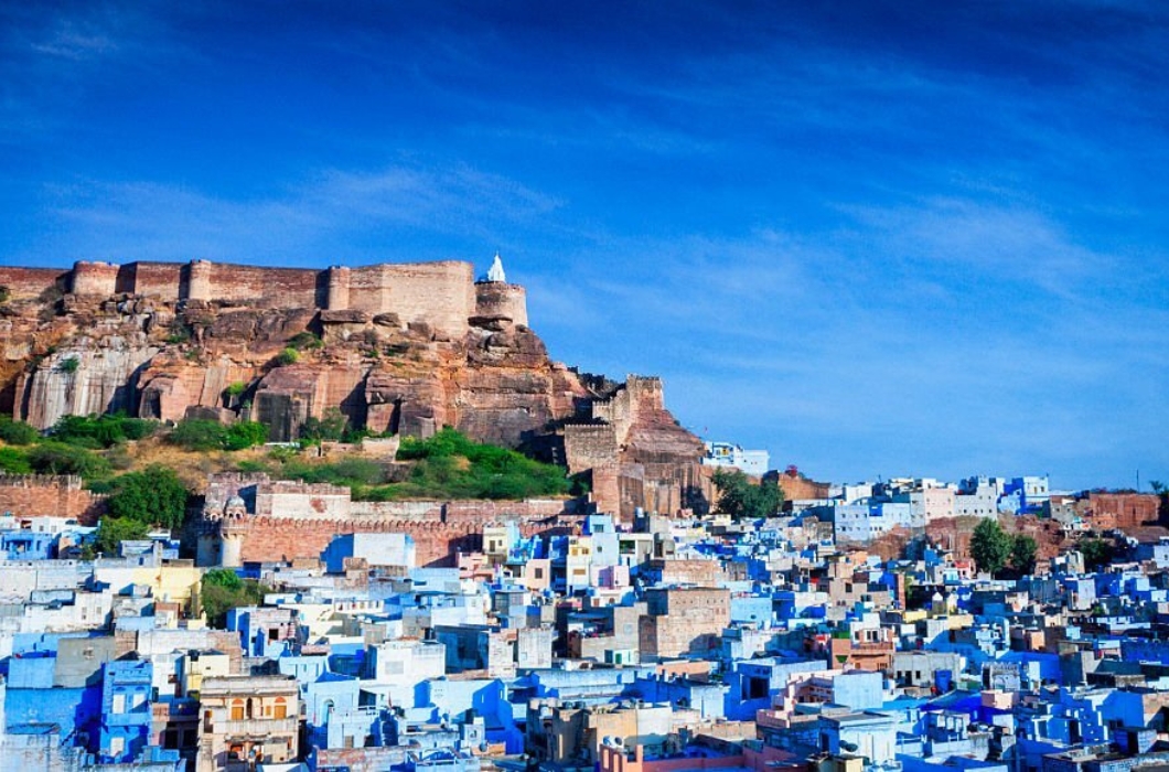 Cityscape of Blue City and Mehrangarh Fort - Jodhpur, India.