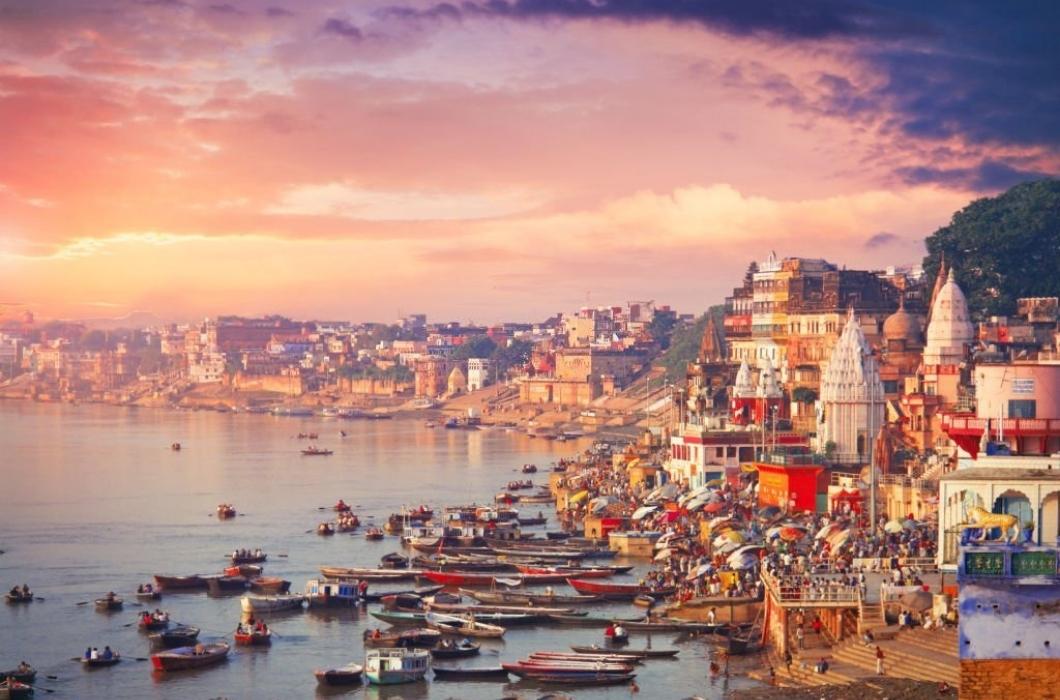 Varanasi city on the Ganges River in northern India