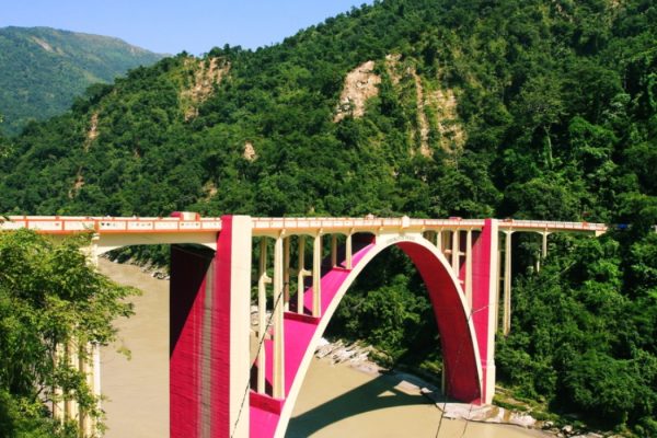 Coronation Bridge in spans across the Teesta River in Sevok road at Siliguri, West Bengal.