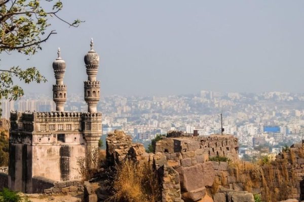 View of Hyderabad cityscape from Golkonda fort walls.